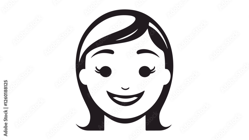 smiling face of a woman vector illustration, simple smiling face of a girl in vector silhouette smiling face of a woman vector illustration, simple smiling face of a girl in vector silhouette