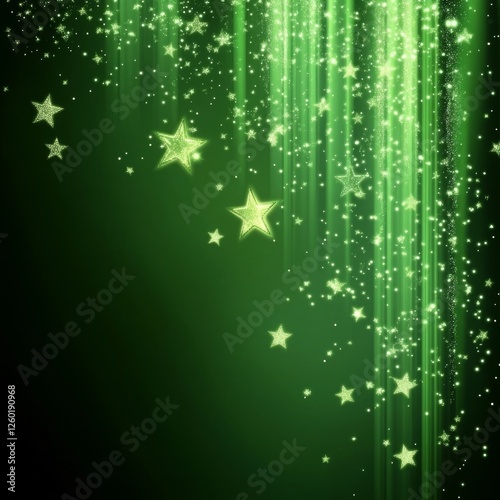 Wallpaper Mural Green stars and shimmering lights create a magical atmosphere in a digital illustration Torontodigital.ca