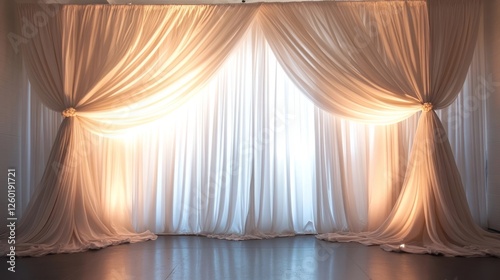 Wallpaper Mural Elegant draped fabric setting in a well-lit event space for celebrations or gatherings Torontodigital.ca