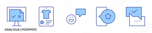 good review, computer, phone, positive review, feedback. Feedback Icon vector illustration. Line Duotone style. Editable stroke