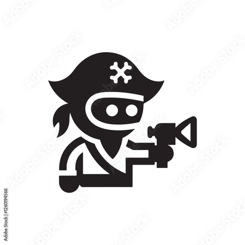 space pirate with a blaster silhouette