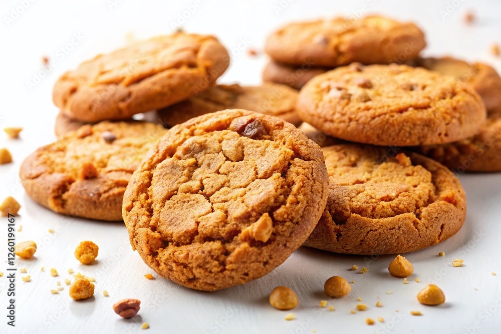 Freshly Baked Cookies Isolated on White Background - Delicious Homemade Treats Freshly Baked Cookies Isolated on White Background - Delicious Homemade Treats