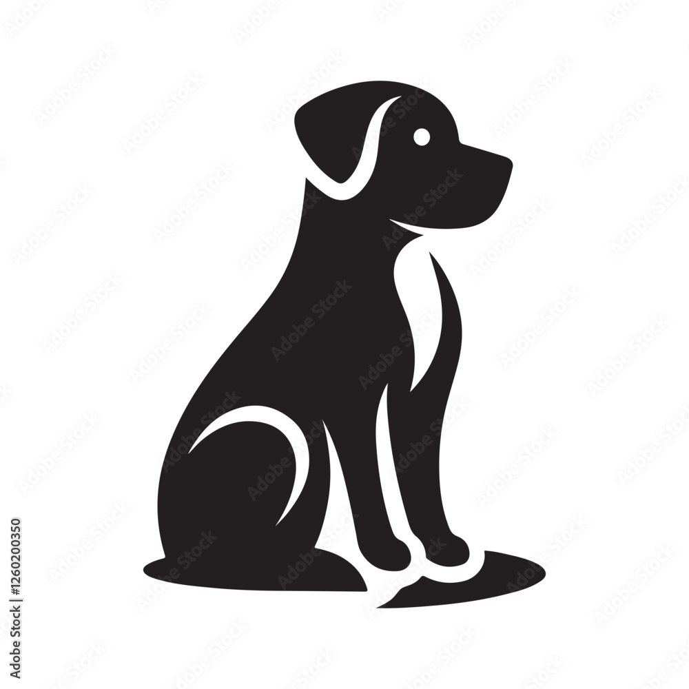 Black and White Stylized Dog Silhouette - Pet Icon Black and White Stylized Dog Silhouette - Pet Icon