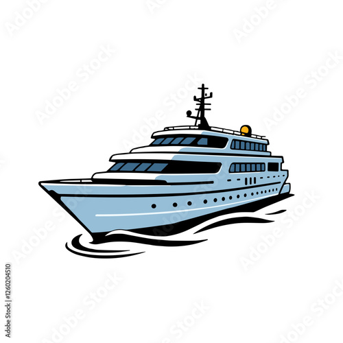 Luxury yacht illustration in vector style.