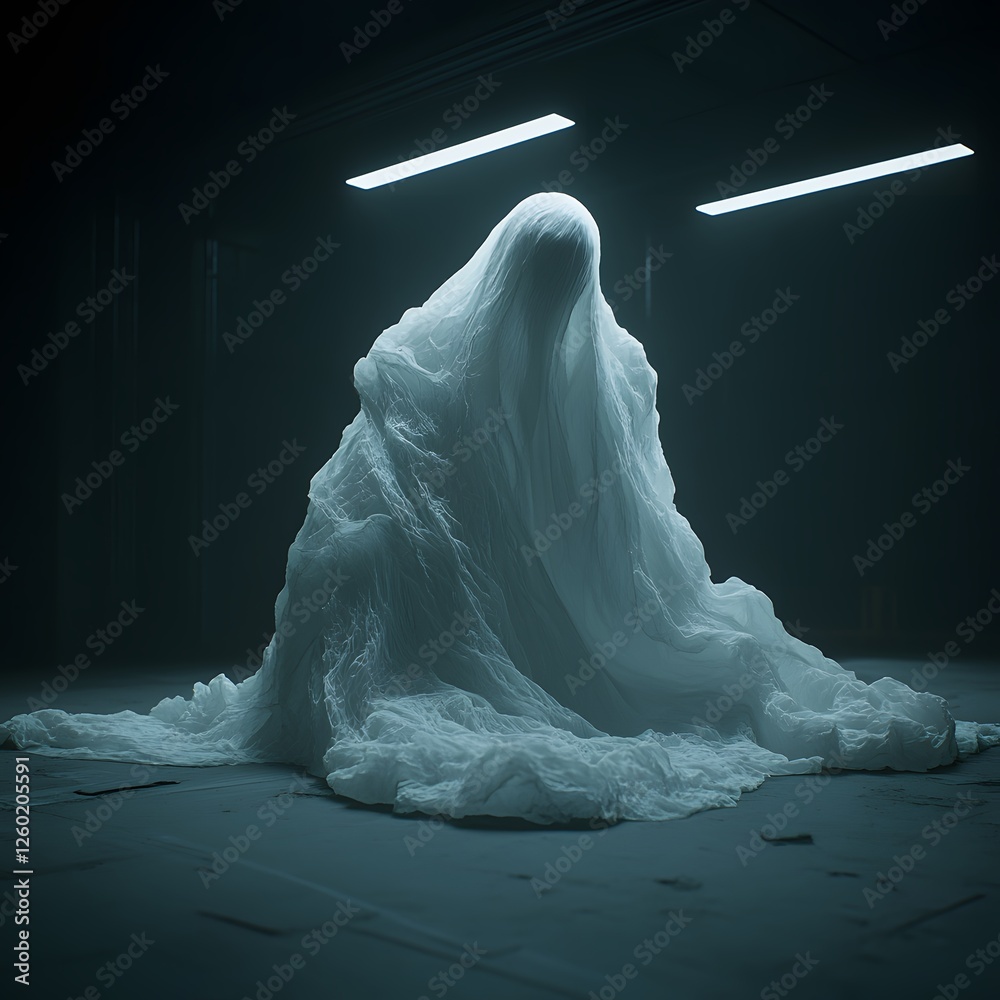 Abstract Ghost Figure Covered in White Sheet Abstract Ghost Figure Covered in White Sheet