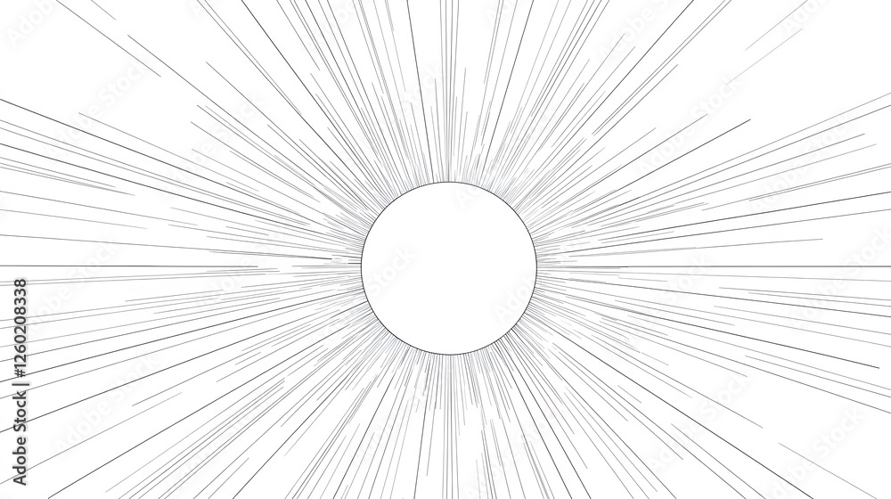 Obraz premium Lines emanate from a central circle on a white background