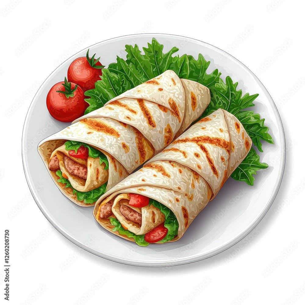 Grilled Burrito with Tomatoes and Lettuce: A Delicious Mexican Food Recipe Grilled Burrito with Tomatoes and Lettuce: A Delicious Mexican Food Recipe