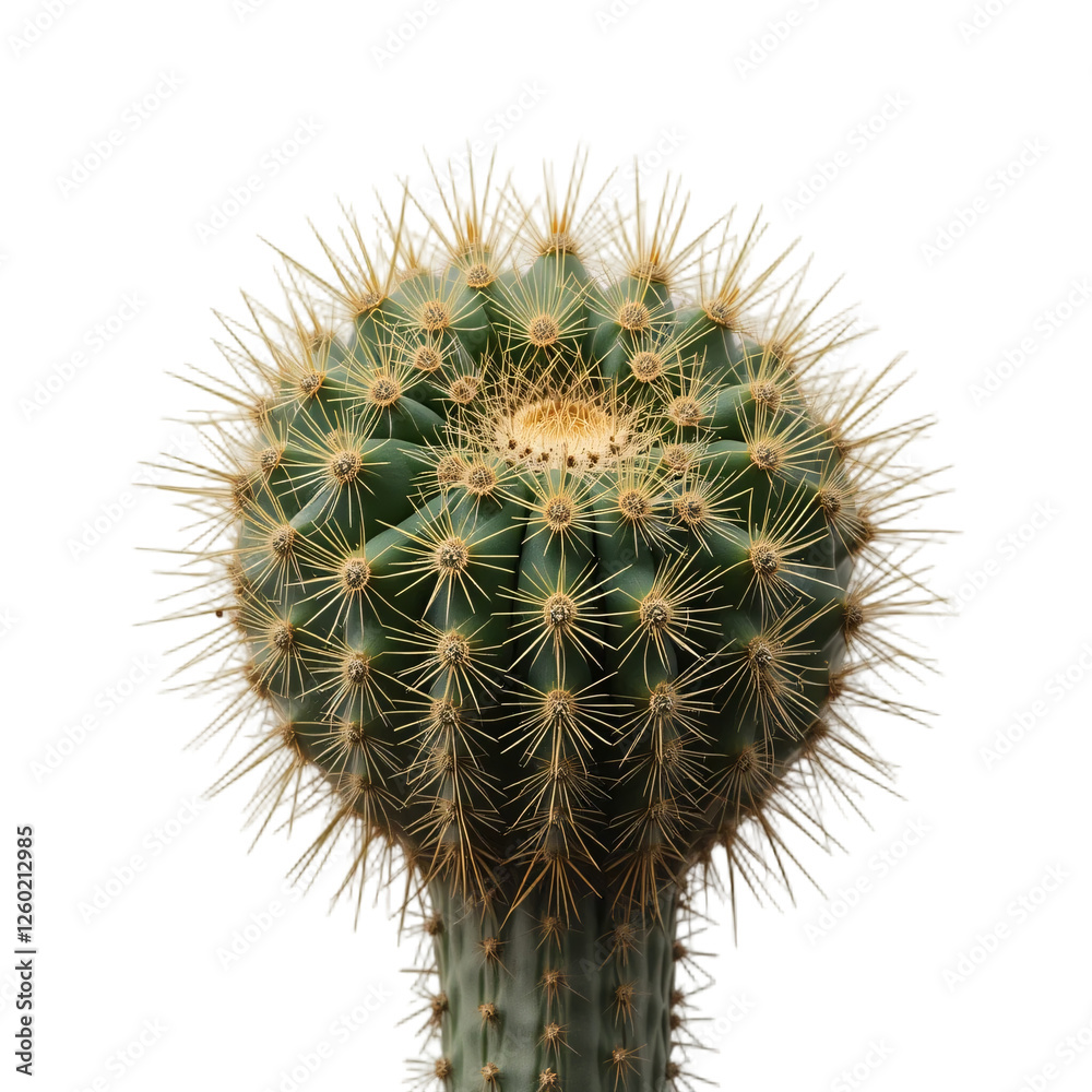 Close-Up of a Spiky Green Cactus, Isolated on White Close-Up of a Spiky Green Cactus, Isolated on White