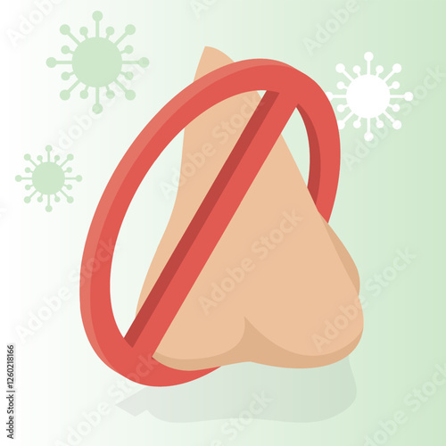 Anosmia Awareness Day. No smell symptom. 3d isometric flat illustration.