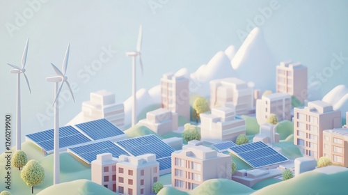 Wind energy power generation green city concept