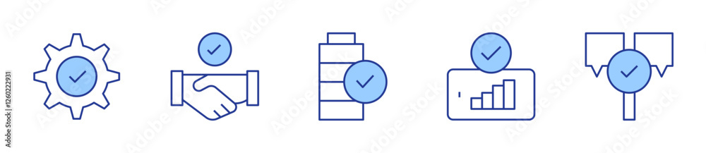 check mark, battery, good signal, answer, deal. Checkmark Icon vector illustration. Line Duotone style. Editable stroke check mark, battery, good signal, answer, deal. Checkmark Icon vector illustration. Line Duotone style. Editable stroke