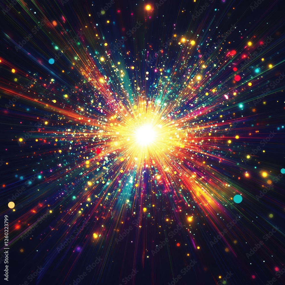 Colorful light burst explosion in space. Colorful light burst explosion in space.