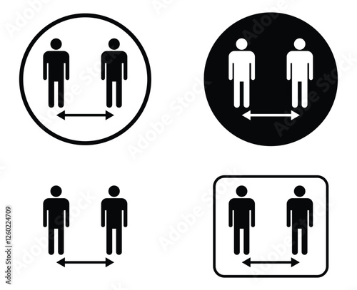 social distancing vector icon set. keep distance signs. self quarantine symbols. distance sign and symbol. vector illustration on transparent background
