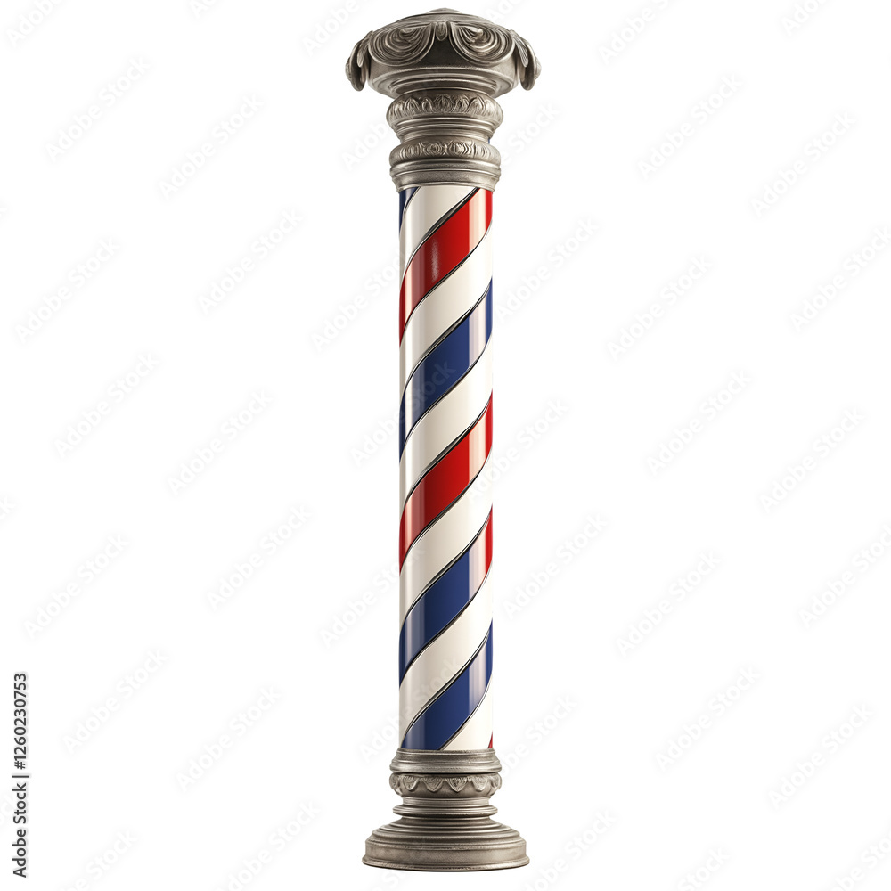 A barbershop pole red and blue spinning, Isolated on transparent or white background cut out, Street Culture and Urban Life clip art concept A barbershop pole red and blue spinning, Isolated on transparent or white background cut out, Street Culture and Urban Life clip art concept