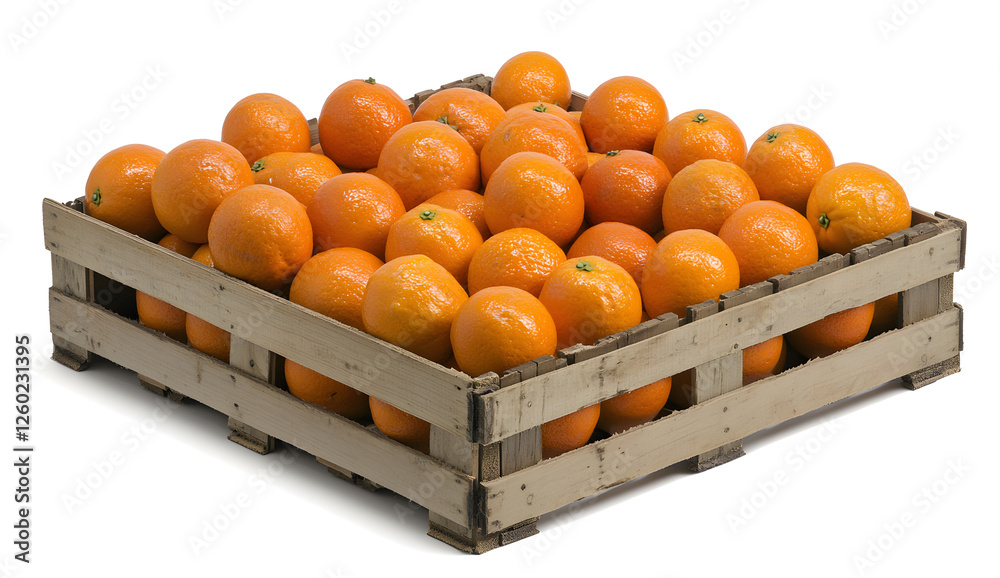 custom made wallpaper toronto digitalWooden crate with oranges isolated on a white background, PNG photo stock. 