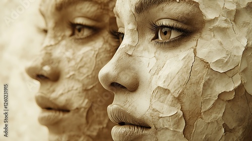 Wallpaper Mural Close Up Profile of a Person with Textured Natural Elements Applied to Their Skin Against a Soft Neutral Backdrop

 Torontodigital.ca