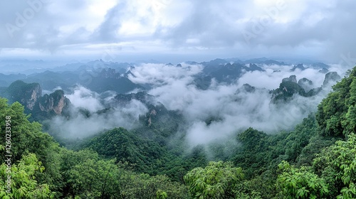 Aerial photography of high mountain sea of ​​clouds