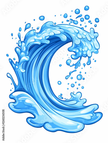 Cartoon Water Wave, Abstract, Splash, Dynamic, Graphic Design, Illustration, Stock Photo photo