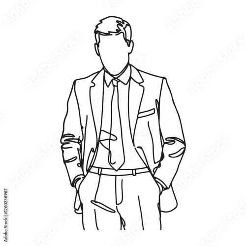 Businessman Silhouette - CEO Figure Vector - Man in Suit Doodle - Entrepreneur Illustration - Business Line Art
