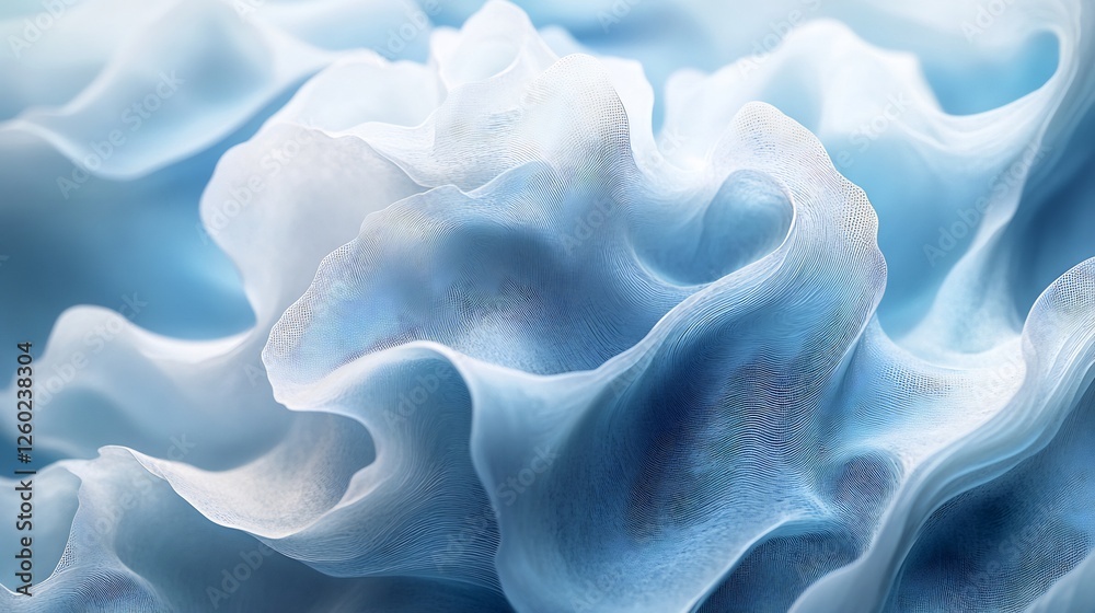 Fototapeta premium Abstract swirling blue fabric soft light. AI Generated