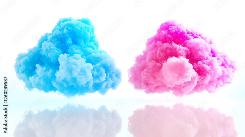 Fototapeta premium Pastel pink and blue clouds softly float reflecting light beautifully. AI Generated