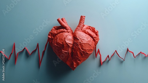 Paper Heart with Electrocardiogram Rhythm for World Heart Day