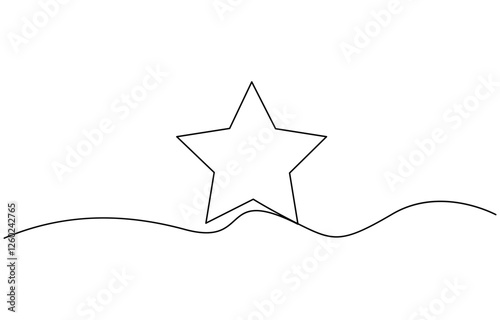 Star continuous one line drawing vector illustration, Hand draw doodle stars in one continuous line arts style vector. Hand giving star continuous line drawing rating symbol.