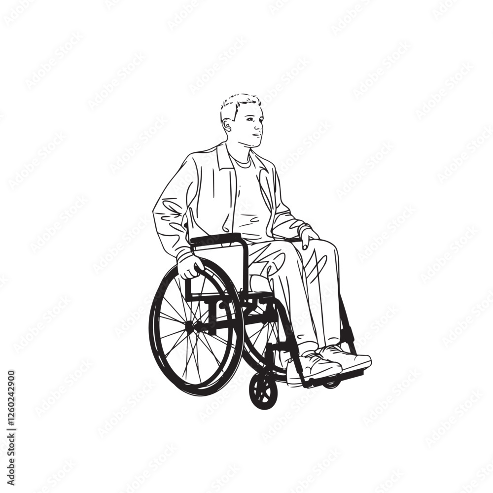 Man in Wheelchair Silhouette - Elegant and Clean Digital Sketch - Wheelchair Man Vector - Wheelchair Man Doodle - Wheelchair Illustration - Man in Wheelchair Line Art
Man in Wheelchair Silhouette - Elegant and Clean Digital Sketch - Wheelchair Man Vector - Wheelchair Man Doodle - Wheelchair Illustration - Man in Wheelchair Line Art