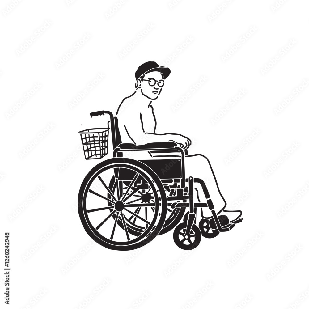 Man in Wheelchair Silhouette - Simple Sketch of a Disabled Individual - Wheelchair Man Vector - Wheelchair Man Doodle - Wheelchair Illustration - Man in Wheelchair Line Art
Man in Wheelchair Silhouette - Simple Sketch of a Disabled Individual - Wheelchair Man Vector - Wheelchair Man Doodle - Wheelchair Illustration - Man in Wheelchair Line Art