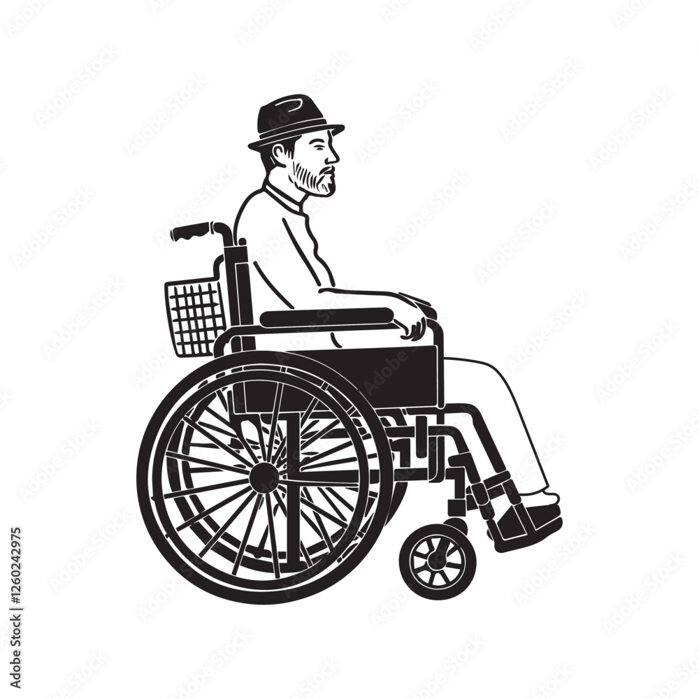 Wheelchair Silhouette of Man - Artistic Minimal Wheelchair User Outline - Wheelchair Man Vector - Wheelchair Man Doodle - Wheelchair Illustration - Man in Wheelchair Line Art
Wheelchair Silhouette of Man - Artistic Minimal Wheelchair User Outline - Wheelchair Man Vector - Wheelchair Man Doodle - Wheelchair Illustration - Man in Wheelchair Line Art