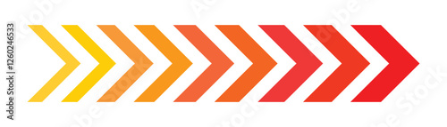 colourful arrow. dynamic moving arrow representing speed, acceleration, fast. transparent png and vector illustration. 