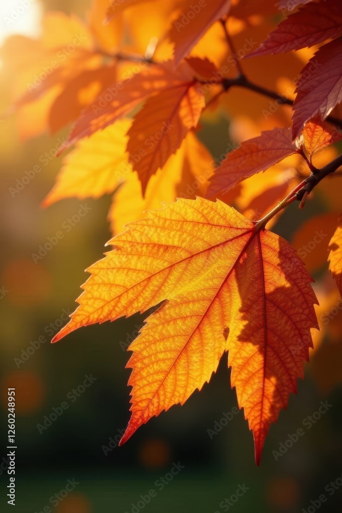 Close-up of colorful autumn leaves, sunlight dappled, autumnal, photography, close up Close-up of colorful autumn leaves, sunlight dappled, autumnal, photography, close up