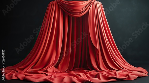 Wallpaper Mural vector illustration of red fabric coverings on objects with draperies set 3d realistic isolated drape covered in cloth on a round table and secret spher Torontodigital.ca