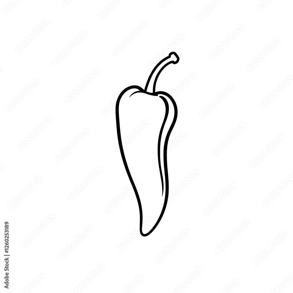 Black and white chili pepper outline drawing Black and white chili pepper outline drawing