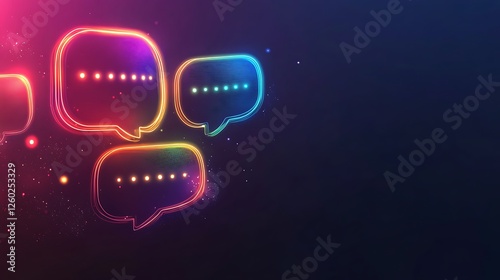 Business communication concept with glowing speech bubble icons