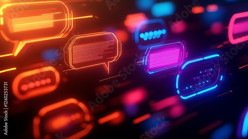 Business communication concept with glowing speech bubble icons