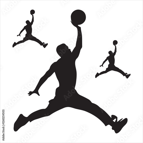 Dynamic Silhouette of a Basketball Player in a Jump Shot