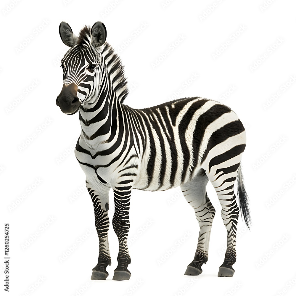 Obraz premium Zebra standing, white background, wildlife, nature
