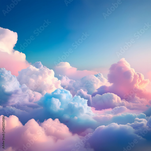 Dreamy Pastel Clouds with Soft Sunlight in a Serene Sky