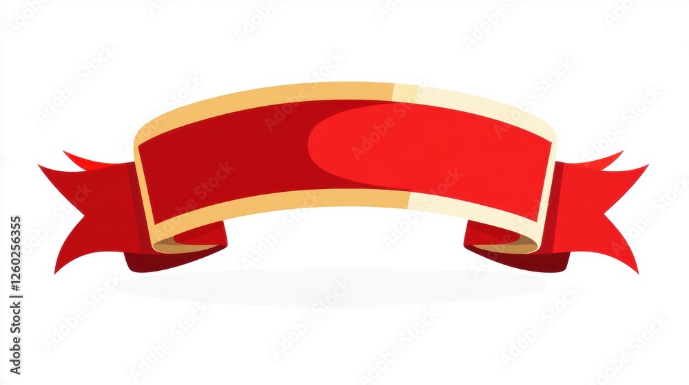 Elegant Red Ribbon Banner with Gold Edges for Decorative Announcements and Celebrations Elegant Red Ribbon Banner with Gold Edges for Decorative Announcements and Celebrations