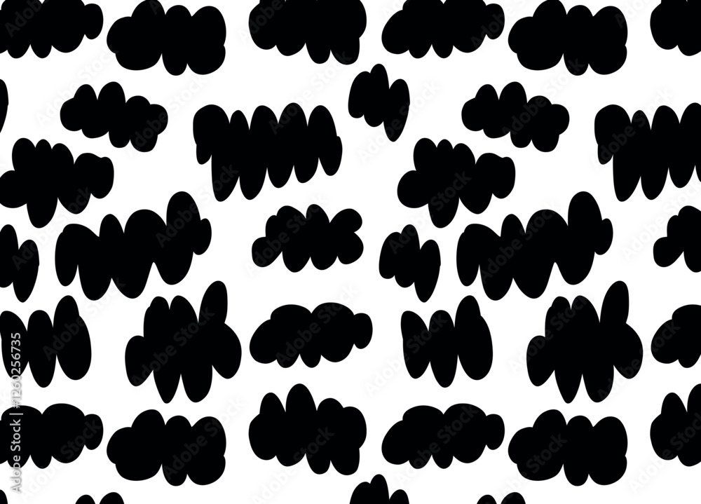 Fototapeta premium A seamless pattern of abstract clouds in black and white. Perfect for creating modern and stylish designs for backgrounds, wallpapers, and textiles