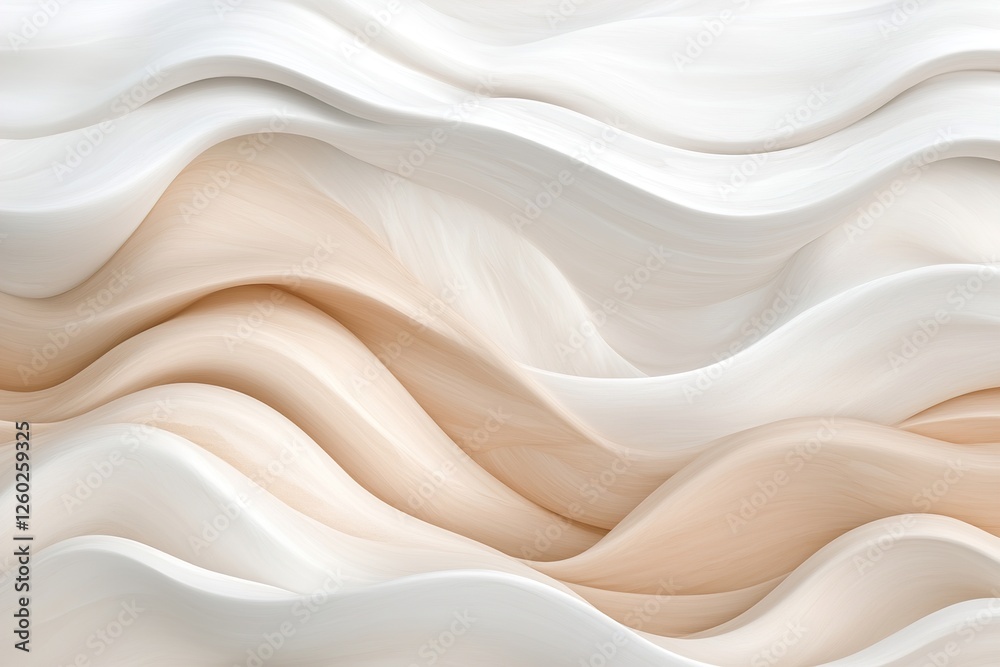Fototapeta premium Lines flow continuously to form abstract ocean waves, inspired by Nordic seascapes, on a warm neutral background that evokes a calming, serene atmosphere