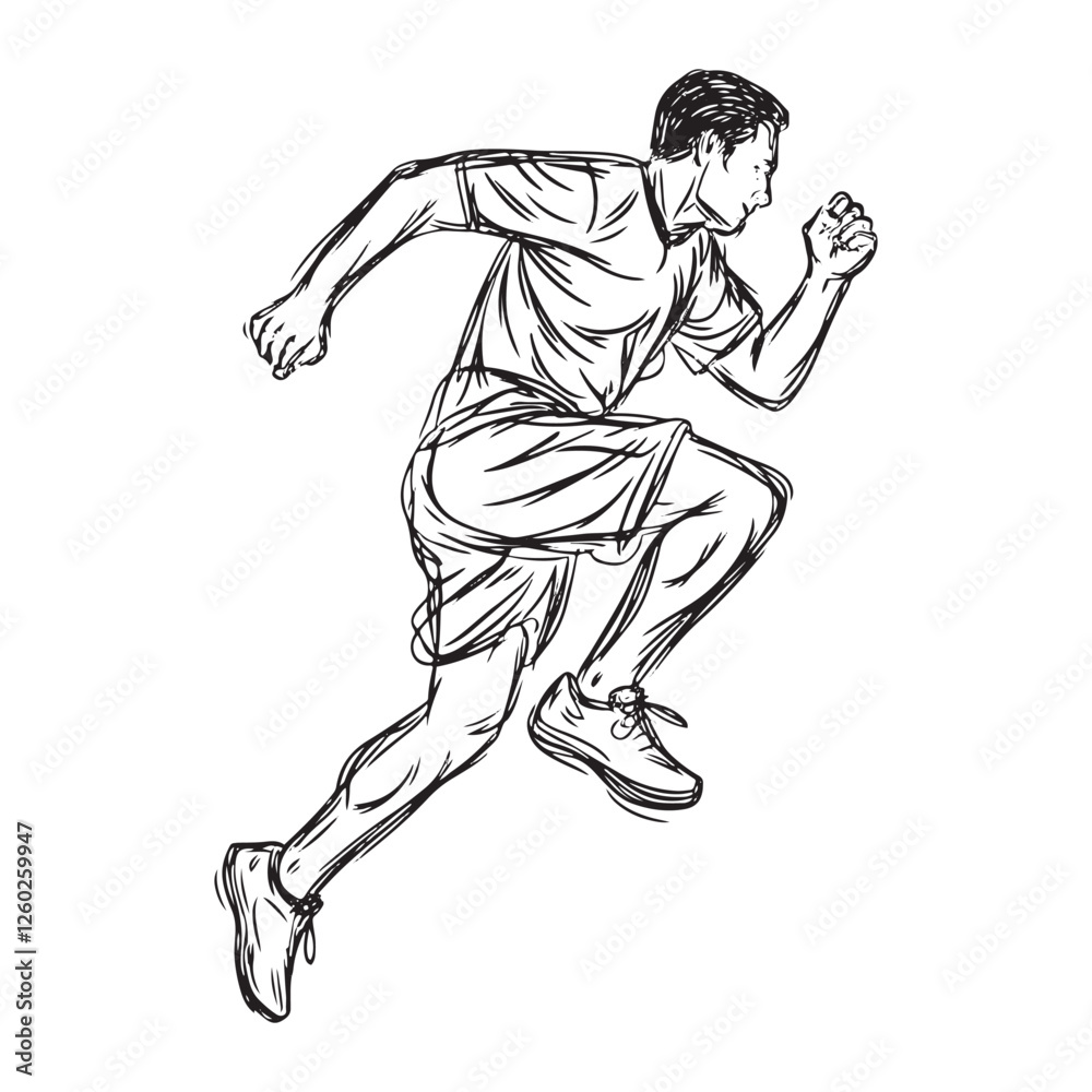 Fototapeta premium Man Jumping Silhouette - Elegant and Simple Jump Motion - Jumping Man Vector - Jumping Man Doodle - Jump Illustration - Man Jumping Line Art 