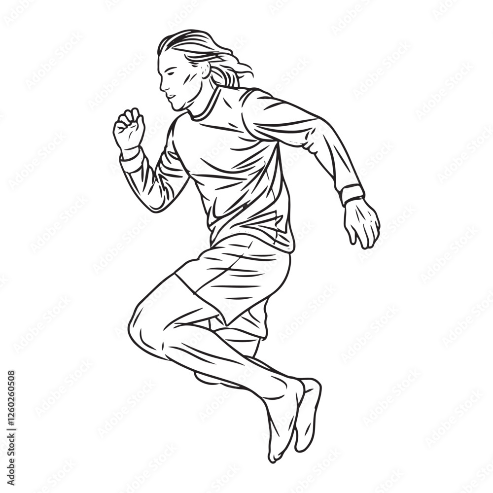 Fototapeta premium Jumping Silhouette of Man - Simple and Elegant Jumping Illustration - Jumping Man Vector - Jumping Man Doodle - Jump Illustration - Man Jumping Line Art 