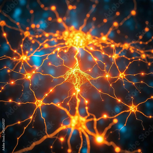 Futuristic Digital Illustration of a Human Brain with Electrical Activity and Lightning.