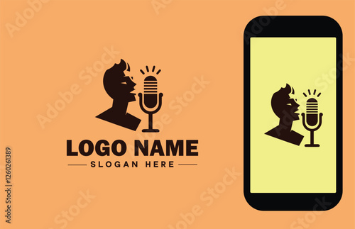 Voice Acting Studio icon Vocal Performance Studio Audio Dramatics Studio Sound Characterization Studio flat logo sign symbol editable vector