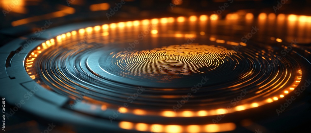 Obraz premium Fingerprint Scan Security Symbol Hyper-Realistic Design