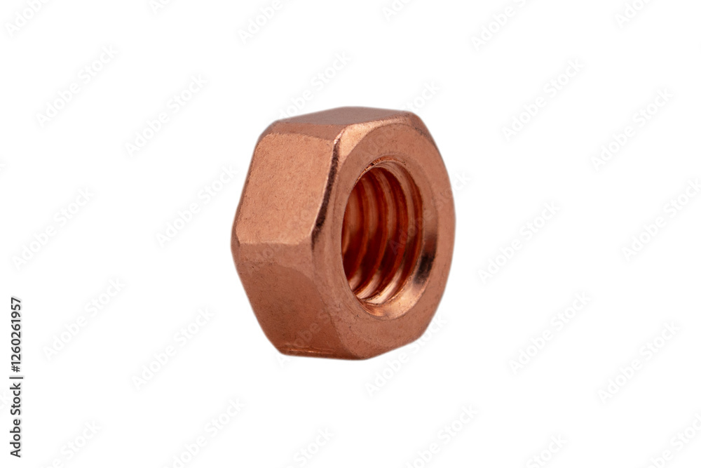 Macro shot copper nut isolated on white background. Copper nut isolated over white Macro shot copper nut isolated on white background. Copper nut isolated over white
