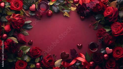 Romantic Red Roses with Heart-Shaped Berry Ornaments