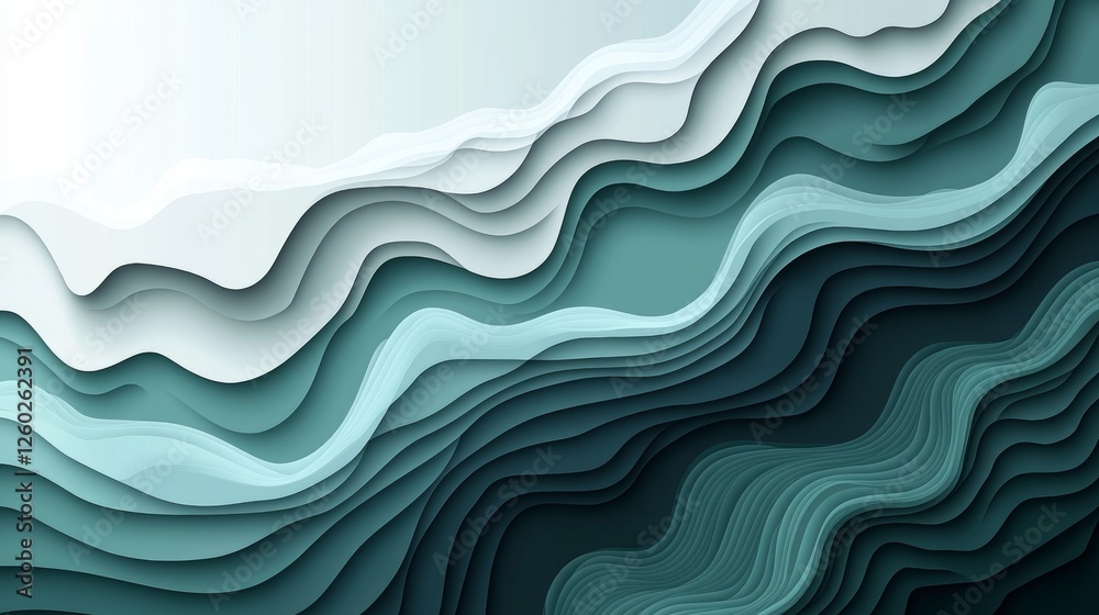 Fototapeta premium Abstract Flowing Waves Background, Green And Blue Gradient, Dynamic Liquid Effect, Modern Design